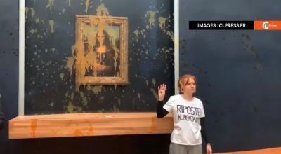 Activistas arrojan sopa contra "La Gioconda" en el louvre de Paris