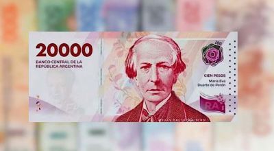 Ya circula el billete de $20.000